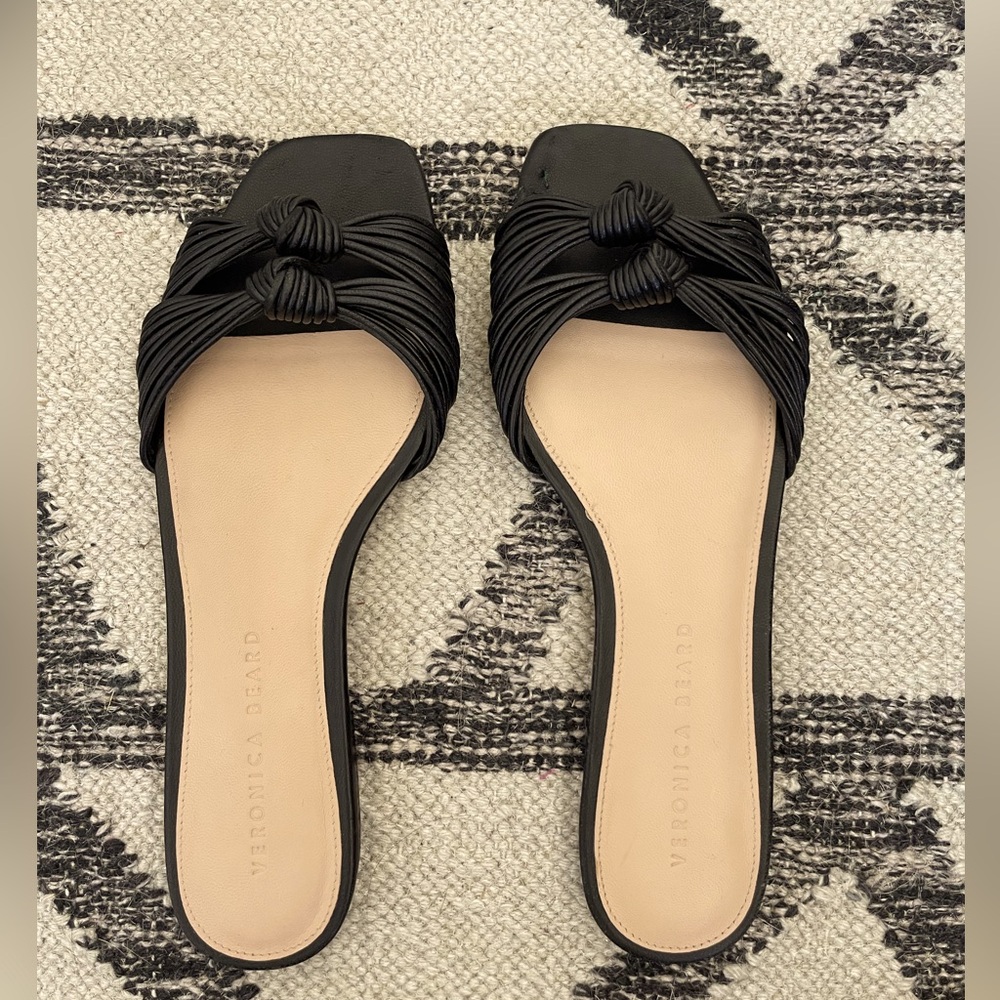 Veronica Beard black leather sandals, size 8
